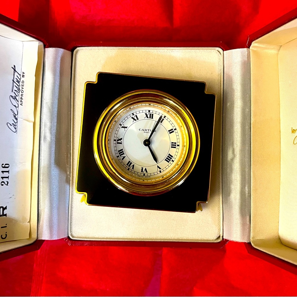 Vintage Cartier Alarm clock 24k gold plated in original  box